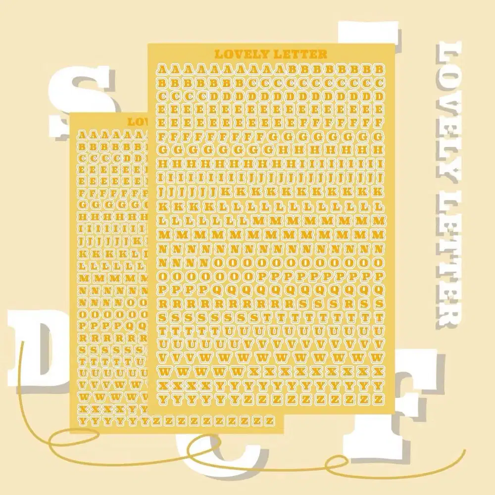 Stiker huruf cute alphabet sticker set deco diy planner jurnal yellow