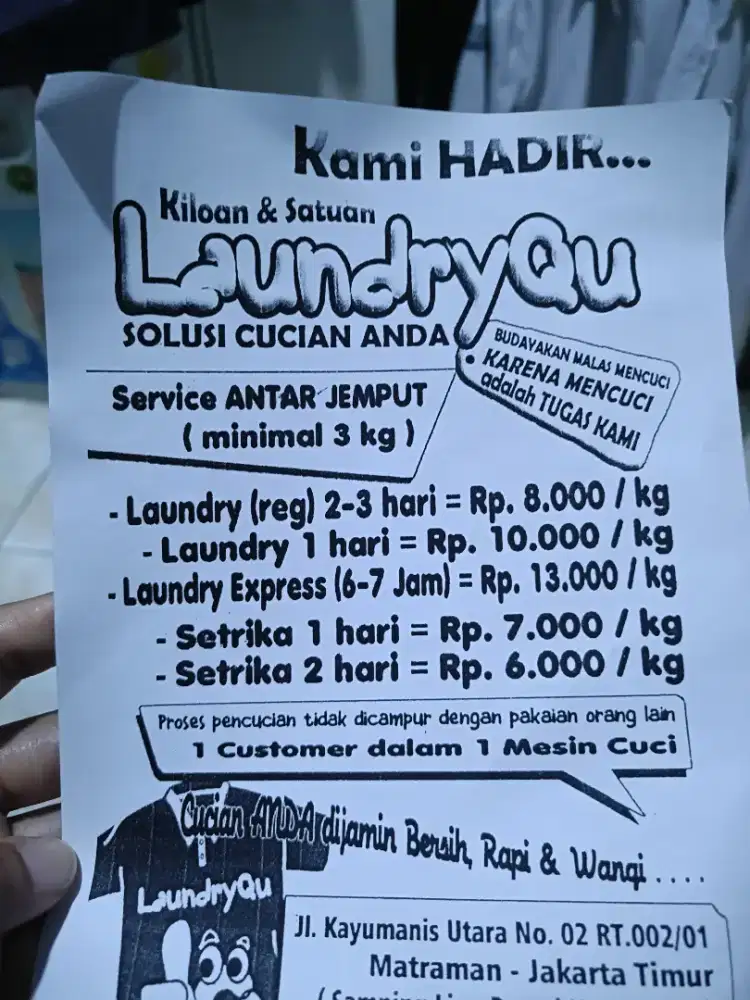 Laundry Antar Jemput, Free*