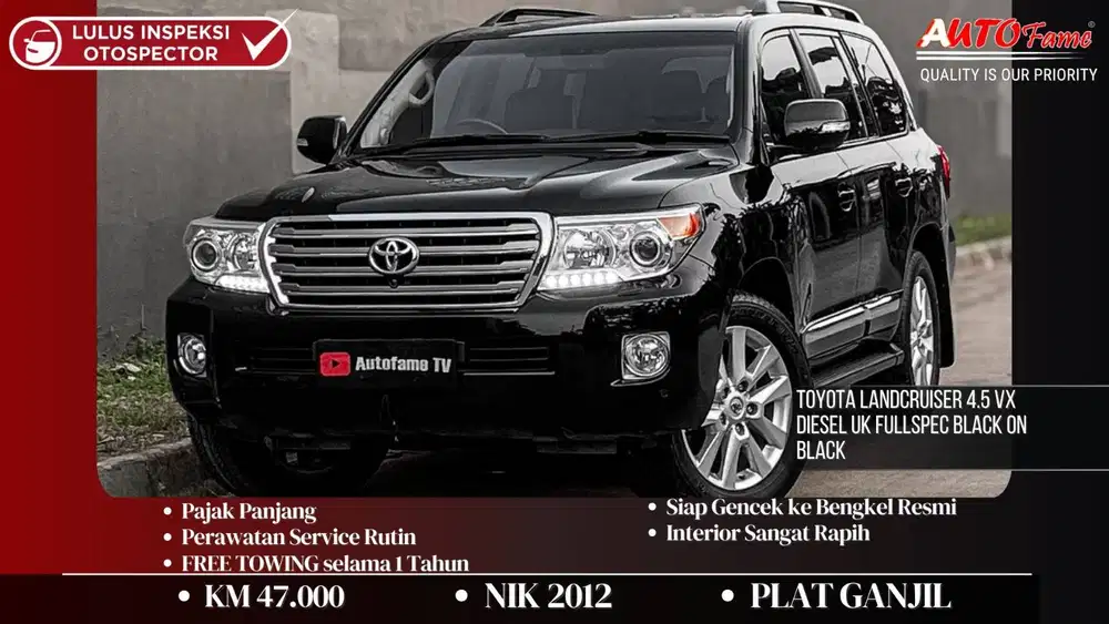 Toyota Landcruiser 4.5 VX Diesel UK FULLSPEC Black On Black NIK 2012