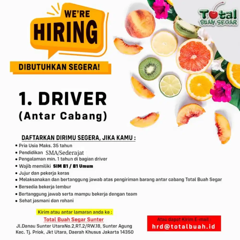 Lowongan Driver antar Cabang