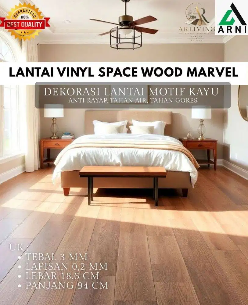 LANTAI VINYL SPACE WOOD MARVEL 94CM ANTI RAYAP TAHAN AIR
