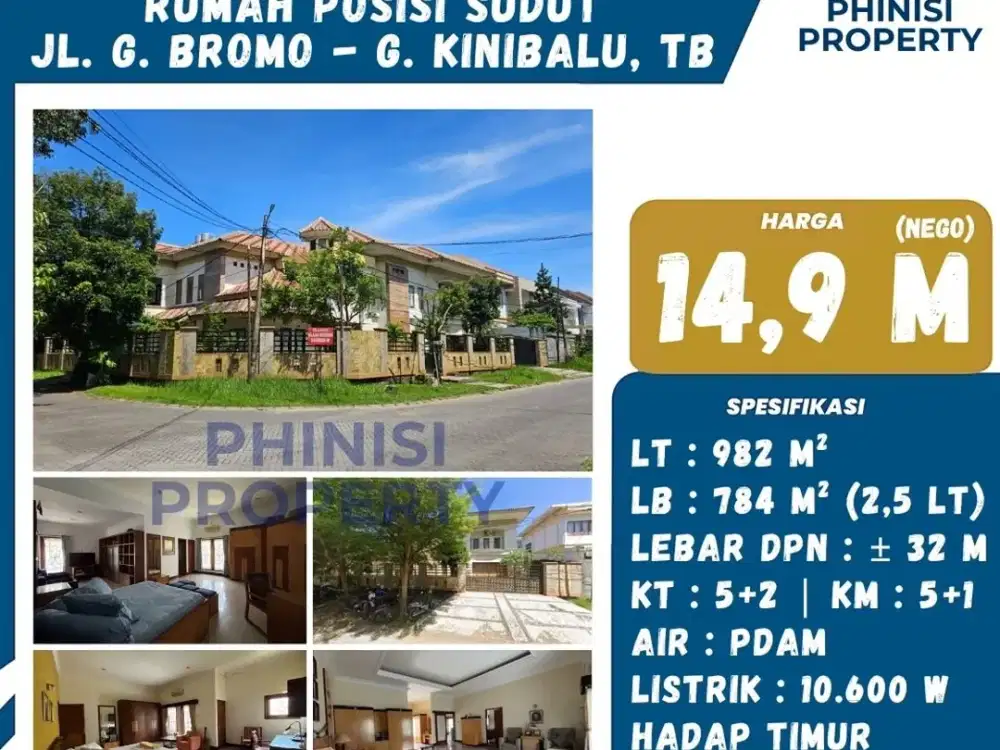 DIJUAL Rumah Full Furnished posisi sudut di Jalan Gunung Bromo Tanjung Bunga