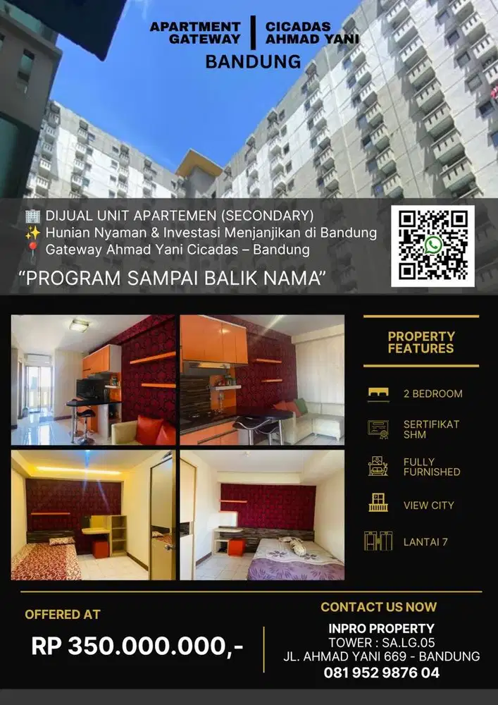 JUAL 4 UNIT APARTMENT 2 BEDROOM SHM DAN FULLY FURNISHED