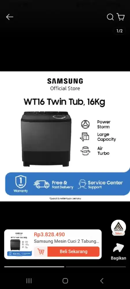 Jual mesin cuci samsung 2 tabung