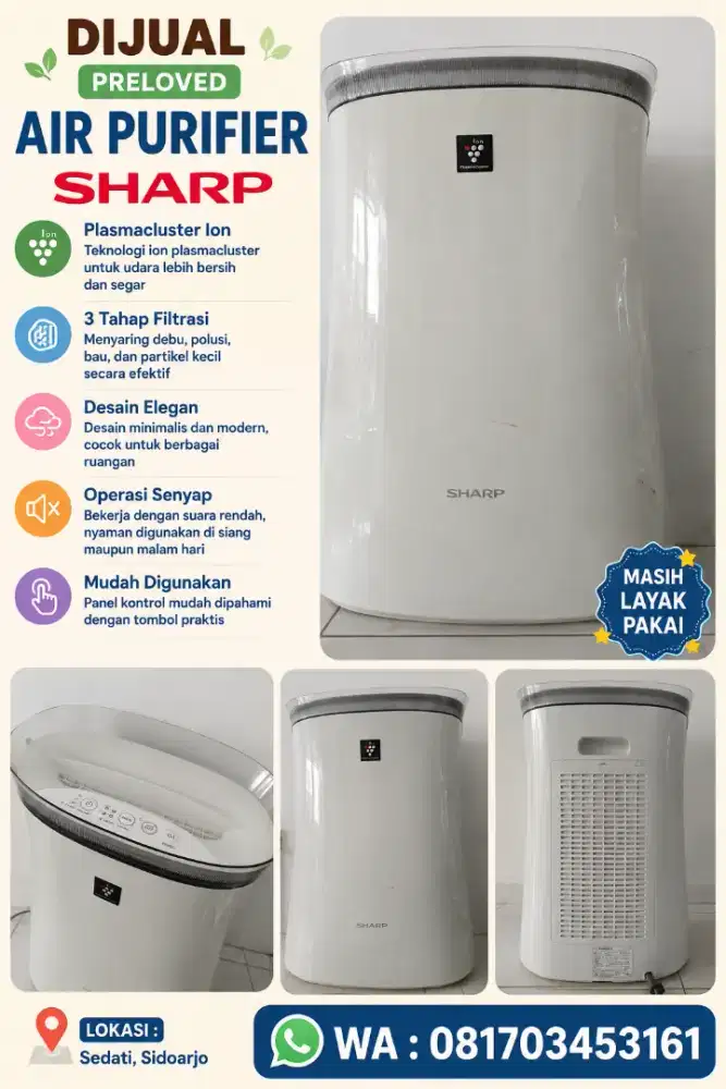 Dijual bekas air purifier sharp