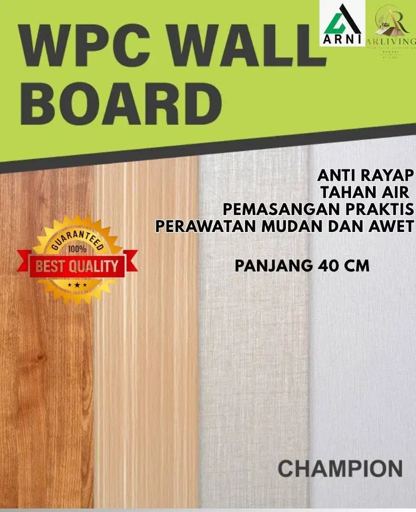 Champion WPC Wallboard Panel Dinding PVC Motif Kain Linen 40 cm