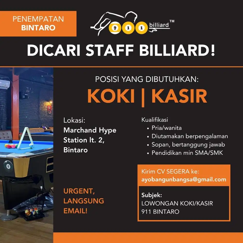 Open Loker Koki/Kasir