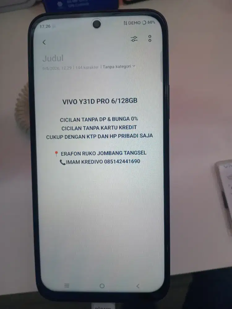 VIVO Y31D 6/128 CICILAN TANPA DP