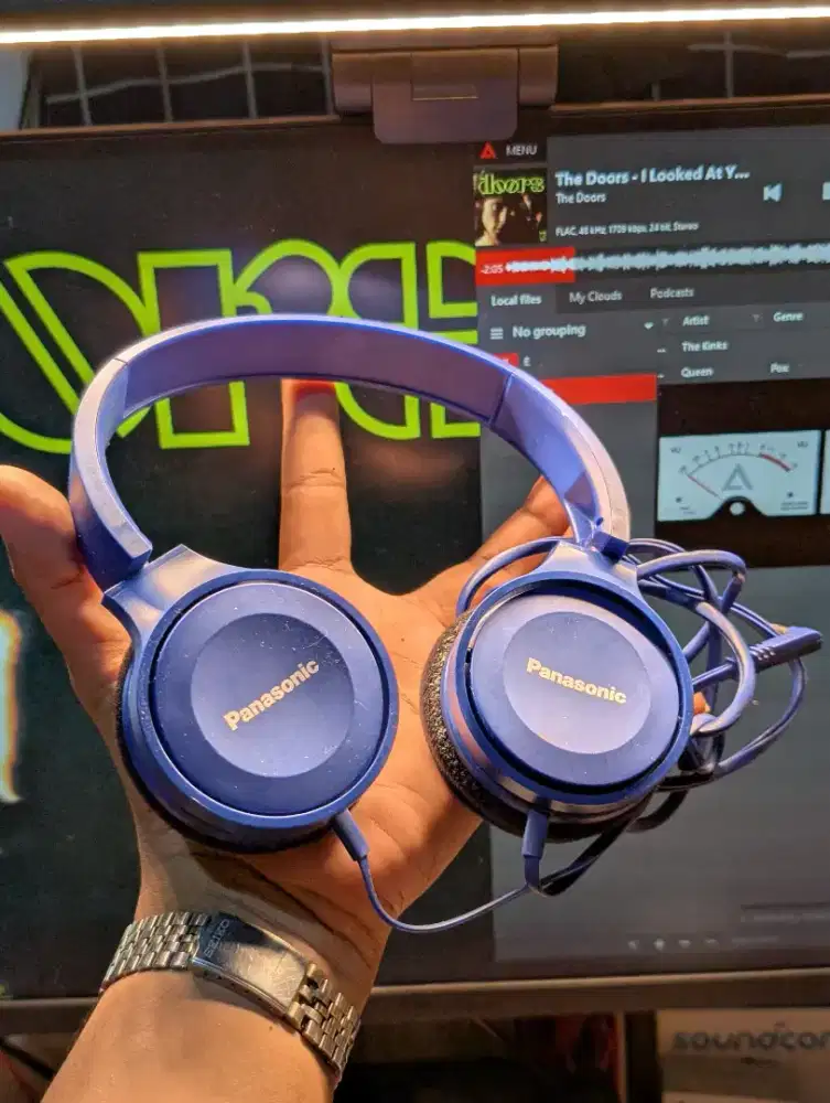 Headphone Headphones Headset From Panasonic RP-HF100 ( Blue Color )