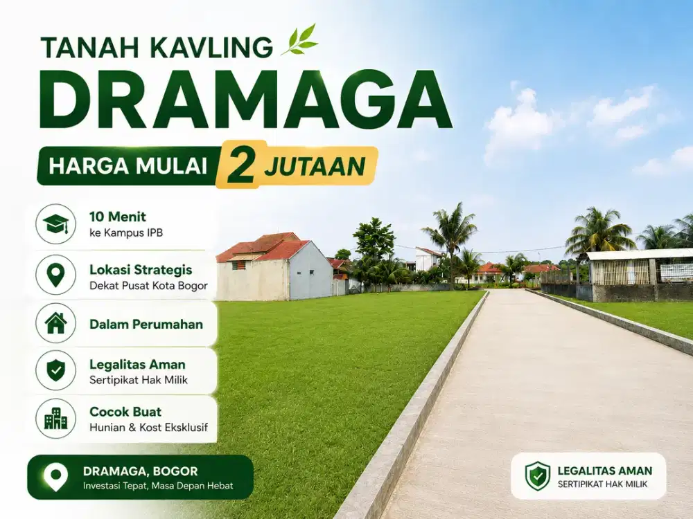 Tanah Kavling Murah Hanya 2 Jt-an Dekat Kampus IPB Dramaga, SHM