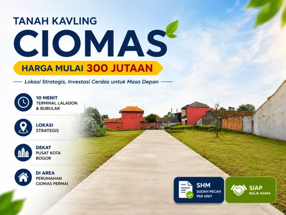 Tanah Dekat Terminal Laladon, SHM Sudah Pecah per Unit