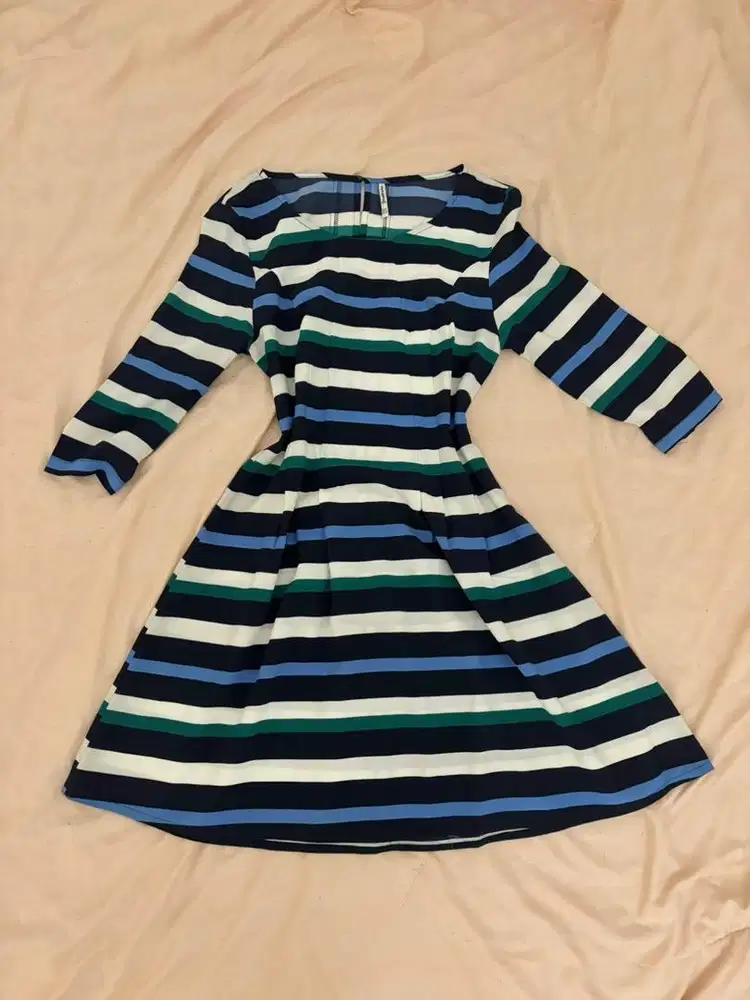 Stradivarius Blue Black and White Dress