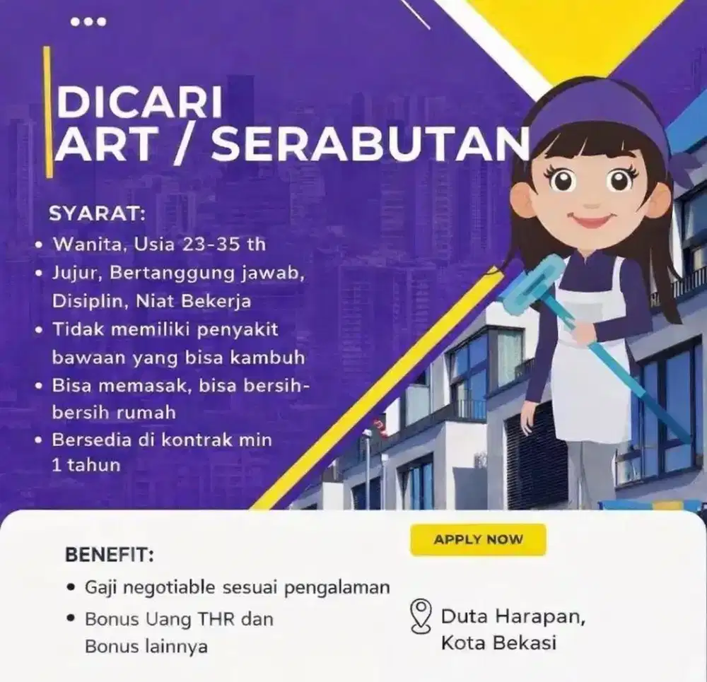 Loker ART Serabutan menginap