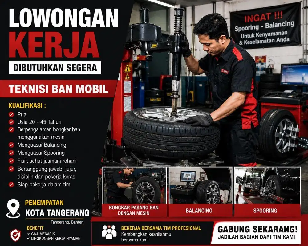 Loker mekanik bengkel ban berpengalaman
