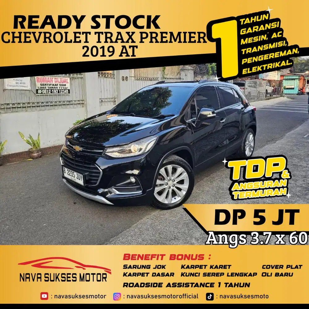 TDP 5 Jt Angs Termurah Chevrolet Trax Premier 2019 Matic Hitam Low Km
