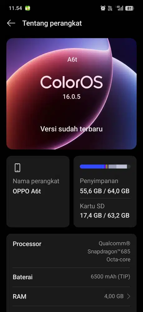 HP oppo a6t 4/64