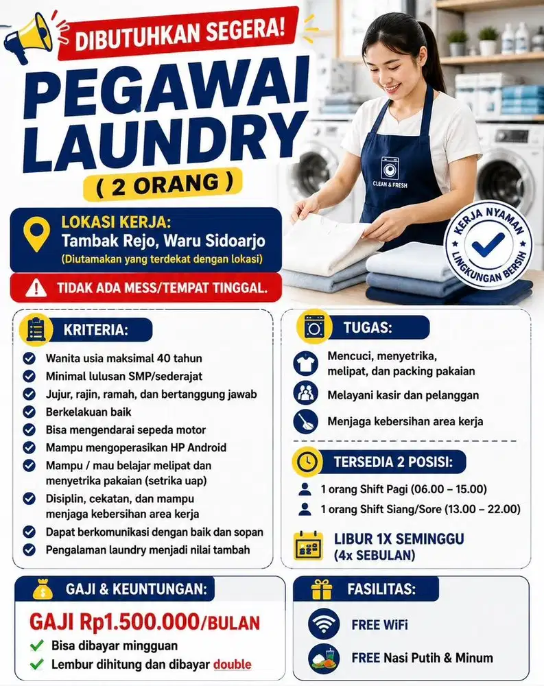 Loker Karyawati Laundry