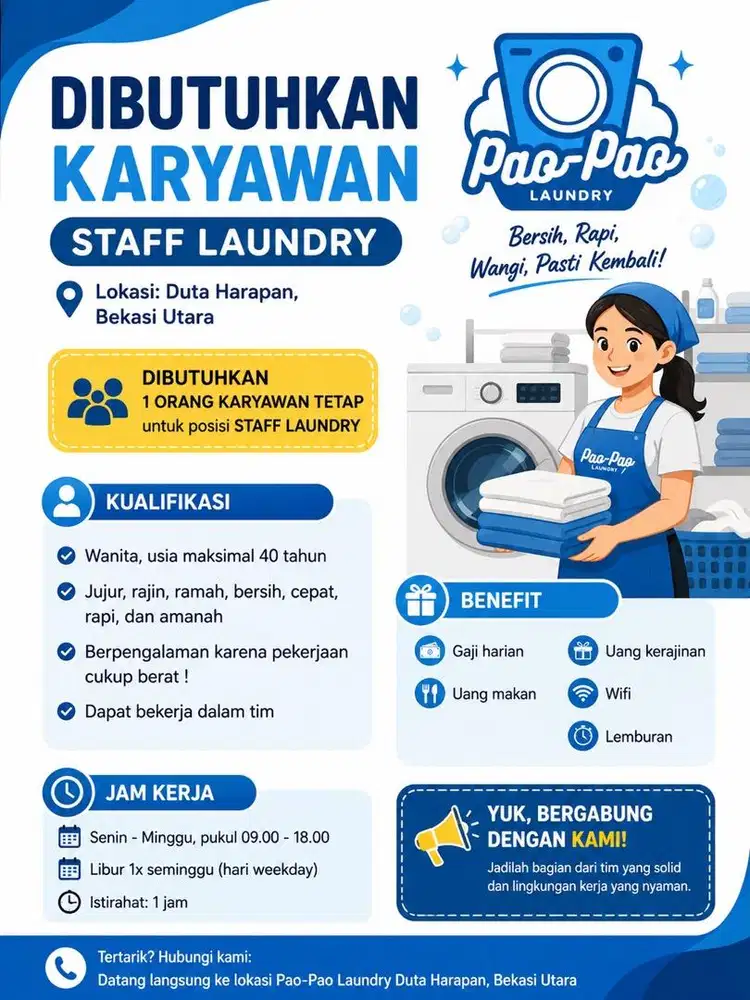 URGENT KARYAWAN LAUNDRY