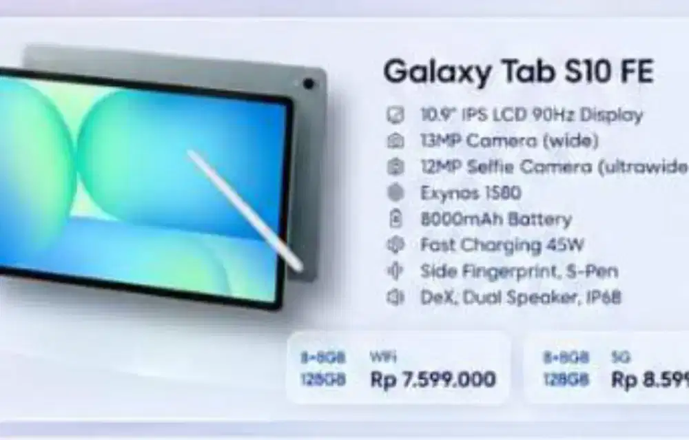 GALAXY TAB S10 FE WIFI 8+8/128 GB