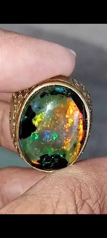Batu Cincin Akik Permata Natural Opal Kalimaya Banten Jarong Cakep