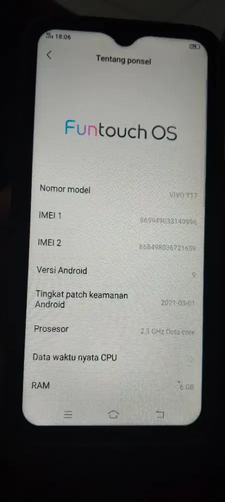 Vivo y17 Ram 6GB