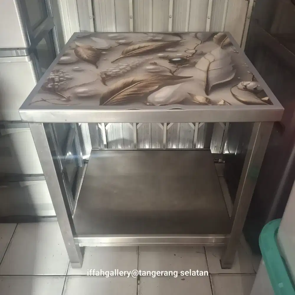 Meja Stainless Premium Tanpa Kayu 70*70 cm Normal Siap Pakai