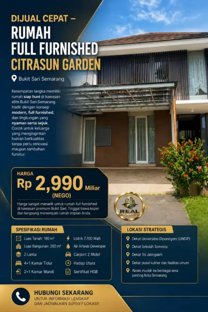 RUMAH DIJUAL CITRASUN GARDEN BUKIT SARI SEMARANG