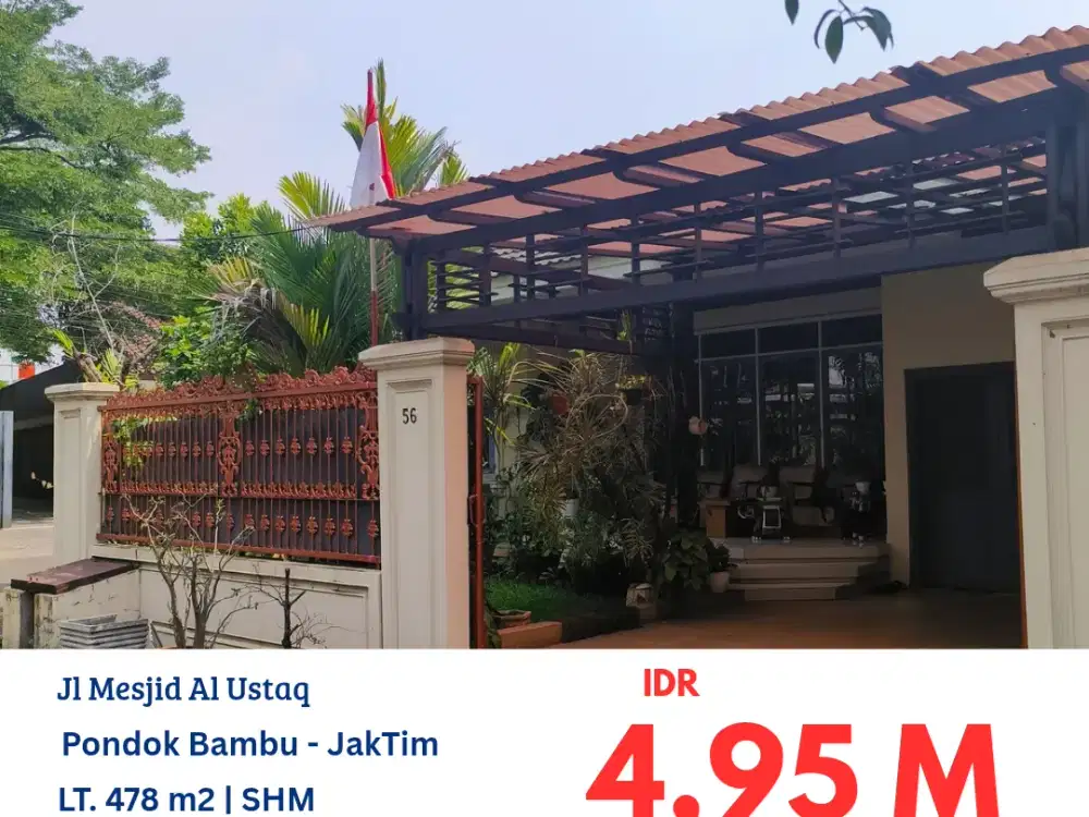 HFN0317 rumah bagus HOOK 1 lantai masih dihuni di daerah Pondok Bambu, Duren Sawit, Jakarta Timur