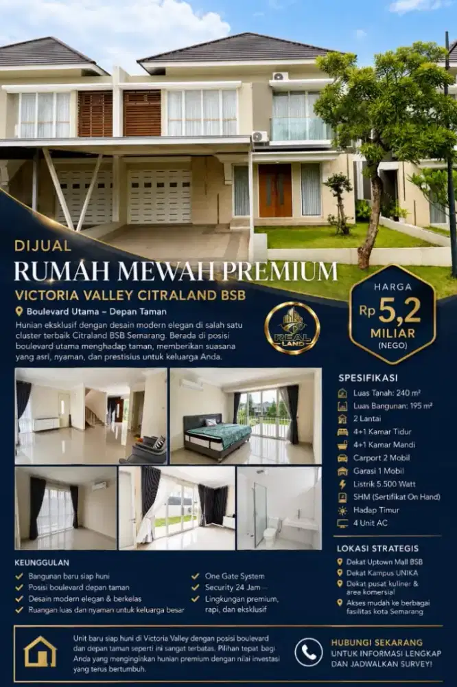 VICTORIA VALLEY CITRALAND BSB SEMARANG RUMAH MEWAH SIAP HUNI