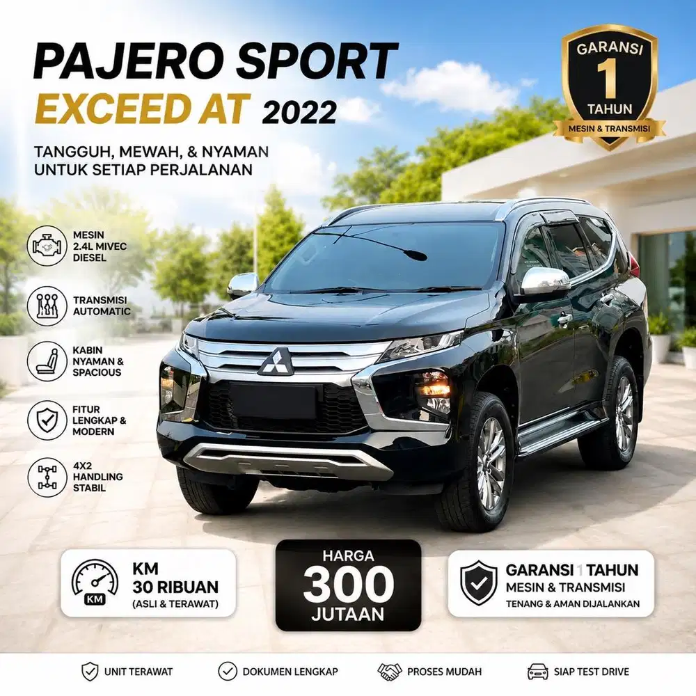 Mitsubishi Pajero Sport Exceed AT Diesel 2022 Low KM Garansi 1 Tahun