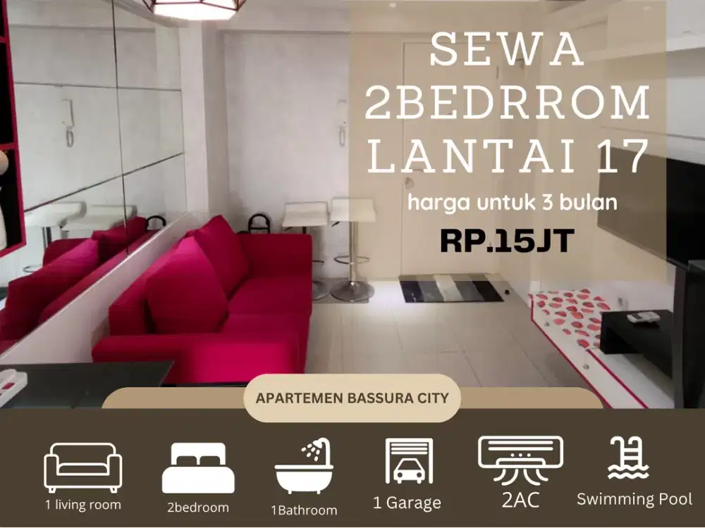 sewa 2kamar deket mall full furnish apartemen bassura city