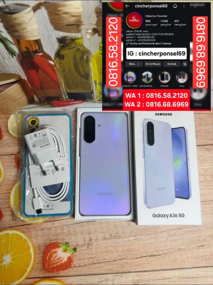 SAMSUNG A36 5g 8/256 ISTIMEWA grns feb 2027 free adaptor n case