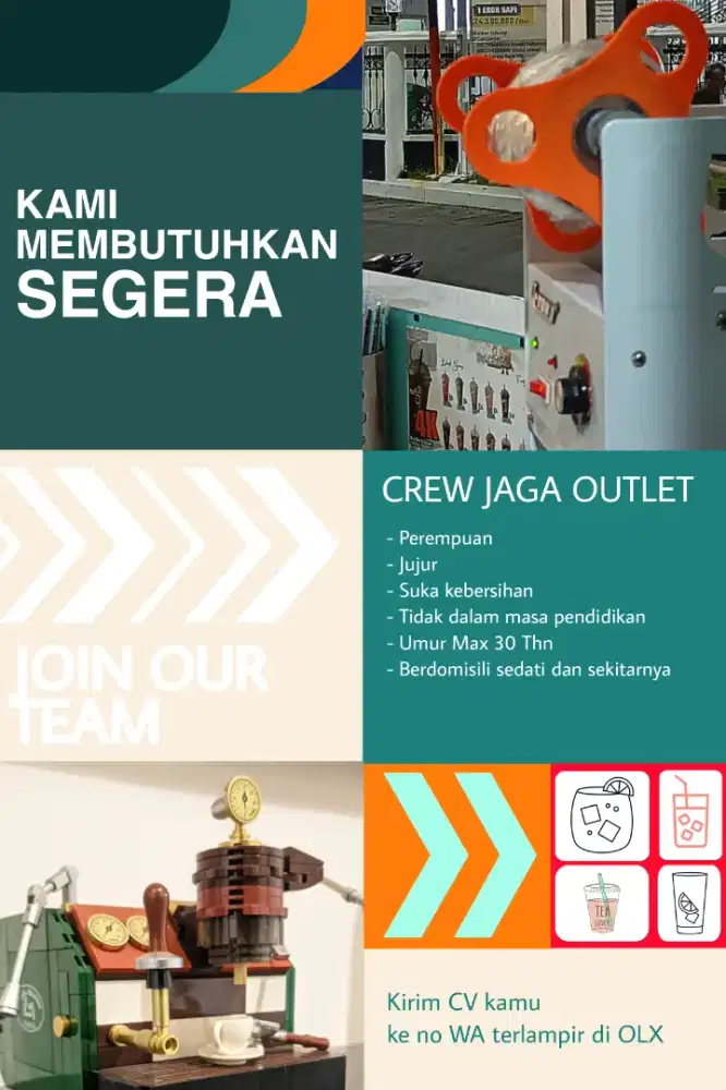 Di butuhkan segera crew outlet minuman