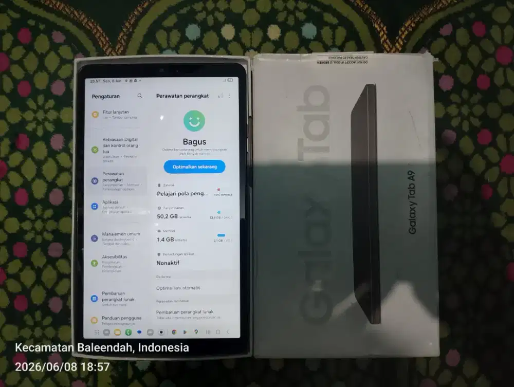 Samsung Galaxy Tab A9 LTE 4+4/64GB Fullset ( Support SIM card )