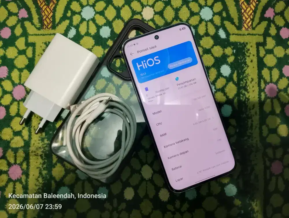 Tecno Spark 40 Pro Plus 8+8/256GB HP + Casan ( Garansi sampe 2027 )