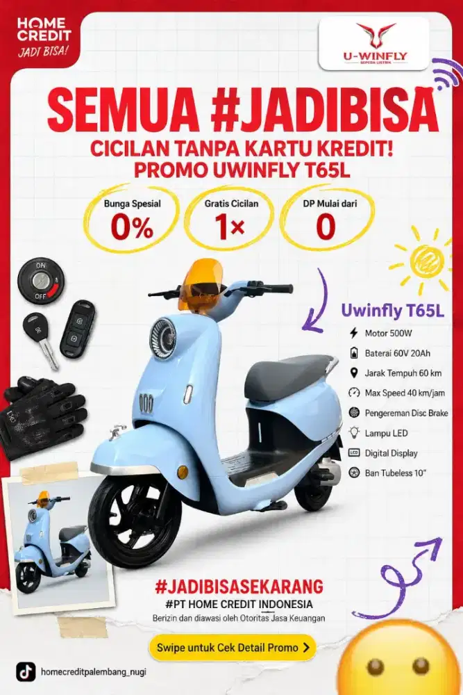PROMO KREDIT SEPEDA LISTRIK UWINFLY T65L TERMURAH SEKOTA PALEMBANG