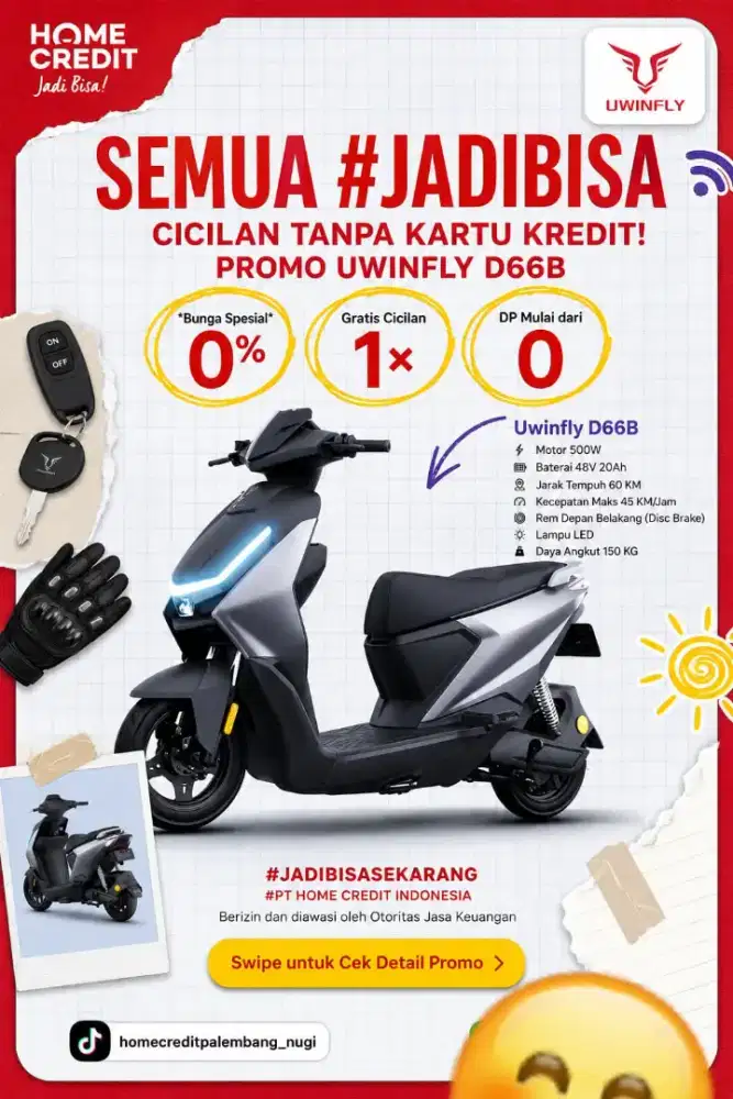 PROMO KREDIT SEPEDA LISTRIK UWINFLY D66B TERMURAH SEKOTA PALEMBANG
