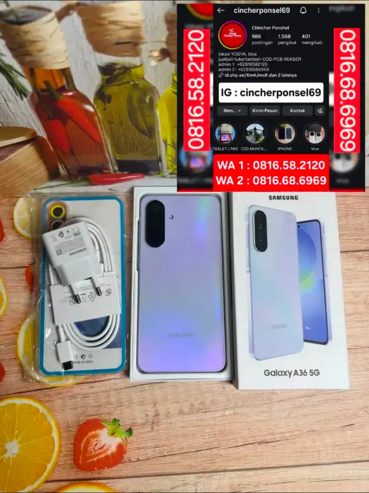 Jual hp SAMSUNG A36 5g 8/256 likenew ISTIMEWA grns feb 27 free adaptor