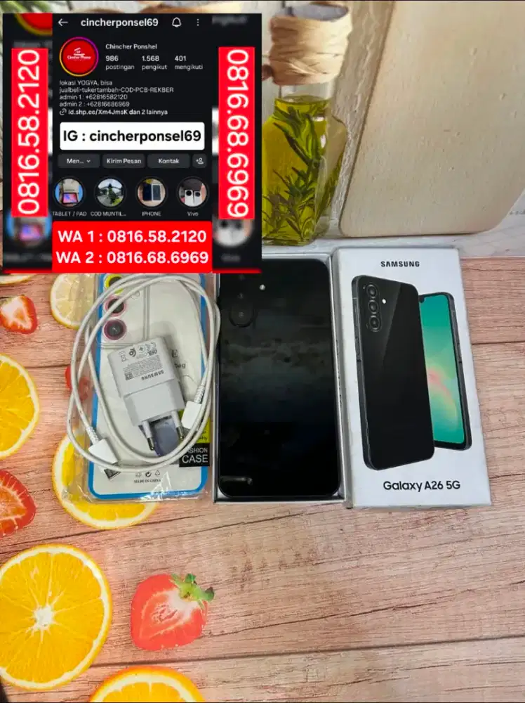 Jual hp samsung A26 5g 8/256 likenew istimewa siap pakai free ADAPTOR