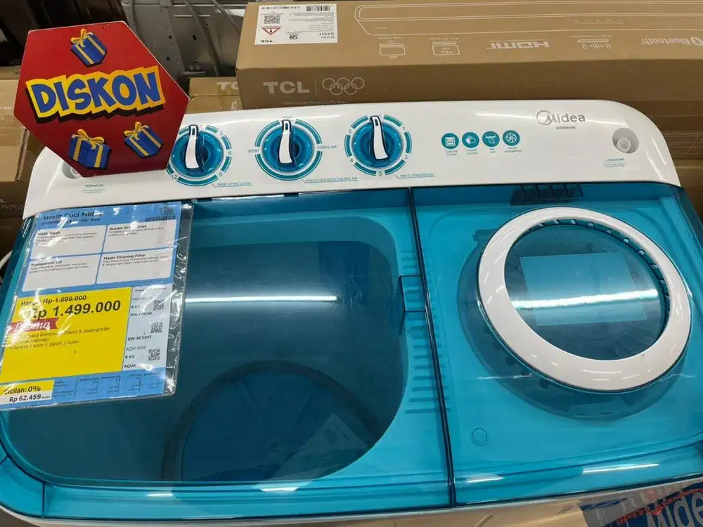 MESIN CUCI MIDEA 8KG CICILAN KREDIVO ERABLUE CEGER RAYA