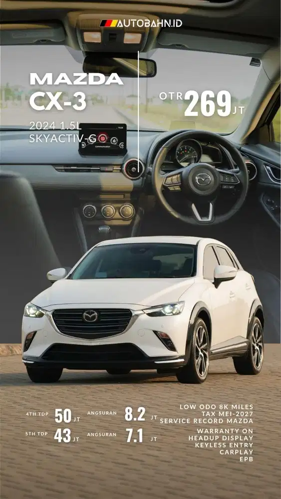Like New! Mazda CX3 Sport 1.5 SKYACTIV-G 2024 Garansi hrv cx5 creta