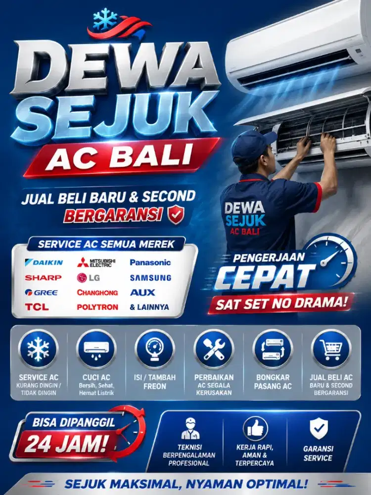 Service AC Bali Murah Bergaransi | Cuci AC, Isi Freon, Bongkar Pasang