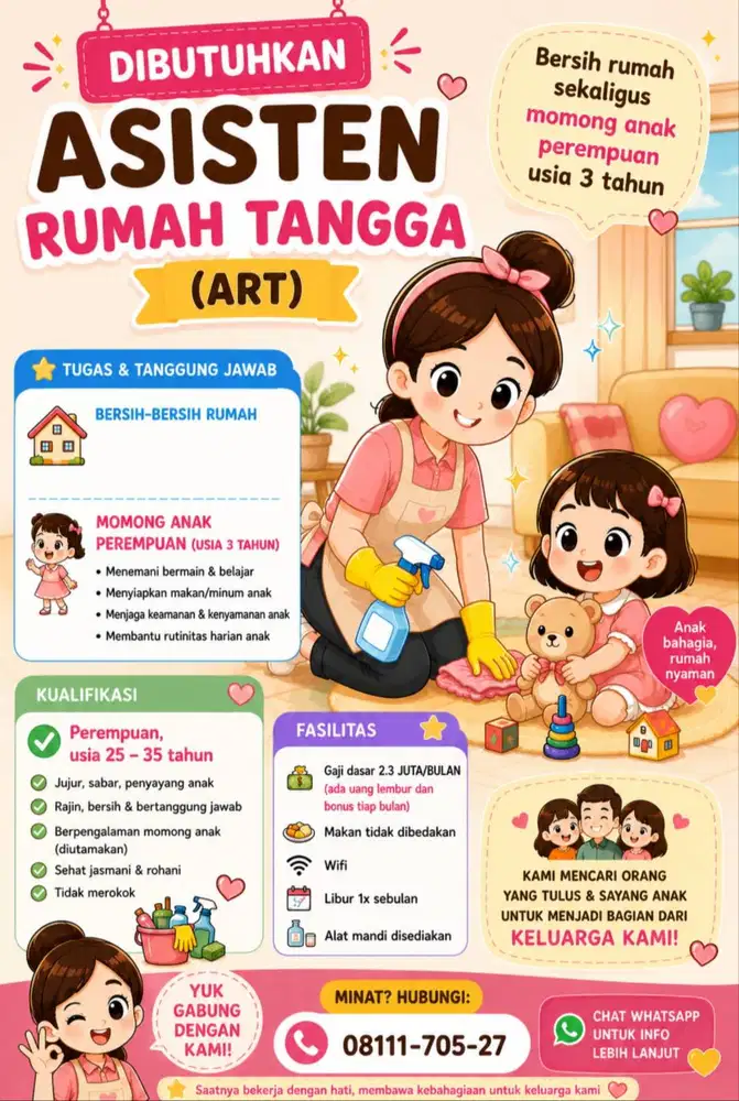 Lowongan ART Serabutan Momong Jakarta Selatan