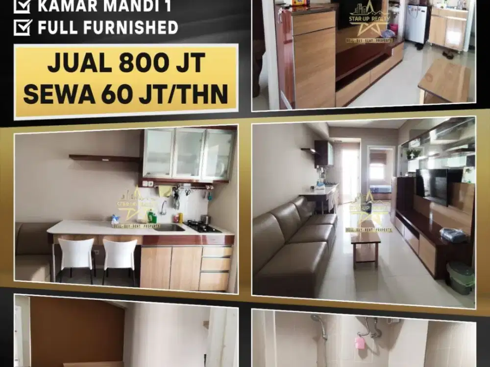 60jt Disewakan Apartemen Parahyangan Residence lt 28 luas 42m2 kt 2 km 1