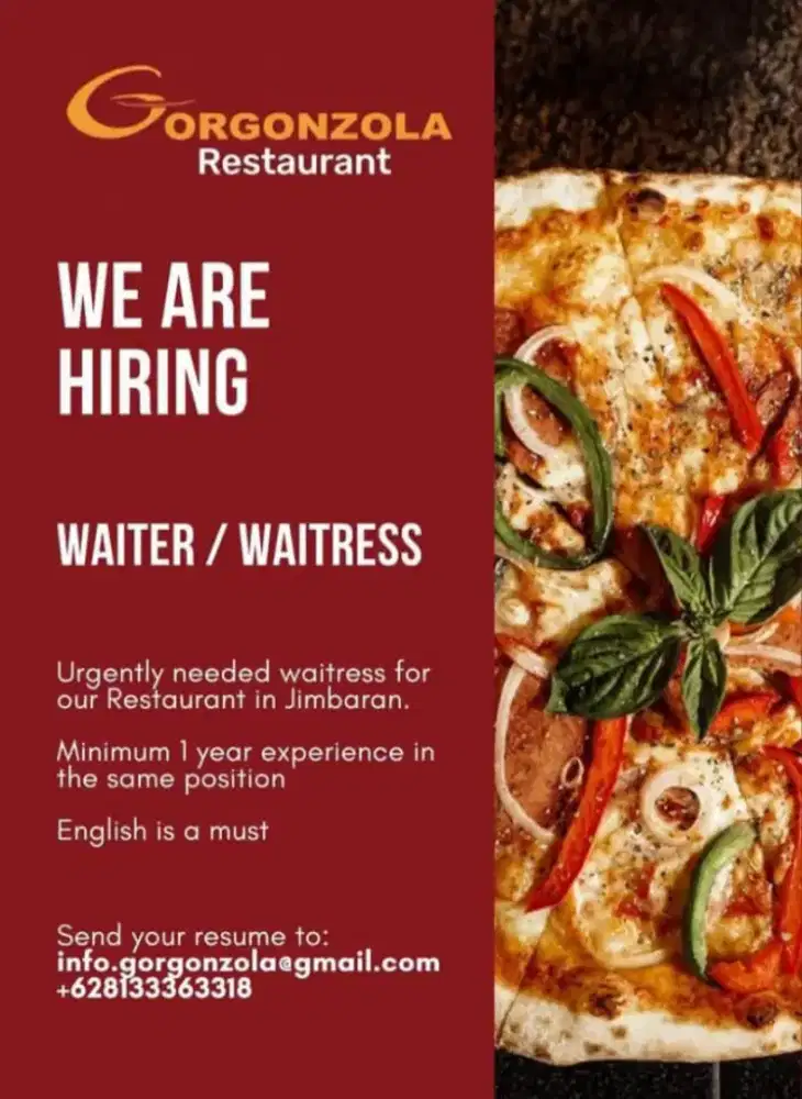 Dibutuhkan segera Waitress