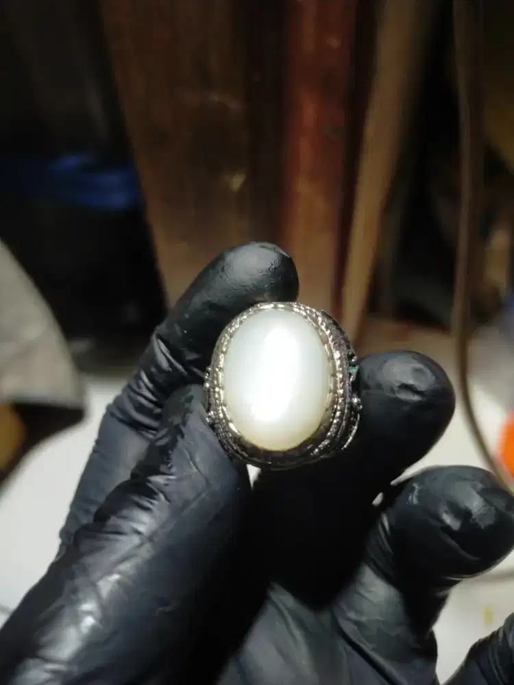 Cincin batu natural moonstone Biduri bulan air beras