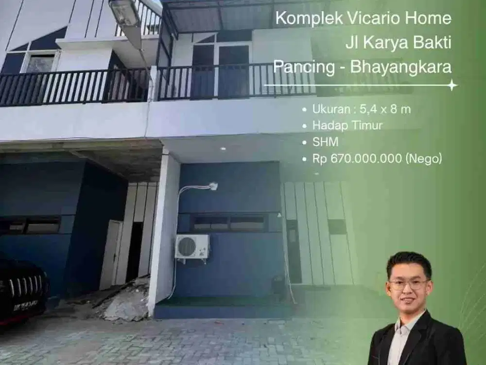 DIJUAL TOWNHOUSE MURAH DI KOMPLEK VICARIO HOME DAERAH PANCING - BHAYANGKARA INCLUDE FURNISHED