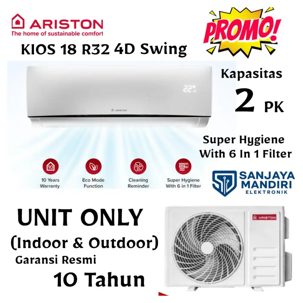 ARISTON AC KIOS 2 PK KIOS 18 R32 MUDO 4D SWING 6-in-1 Healthy Filter