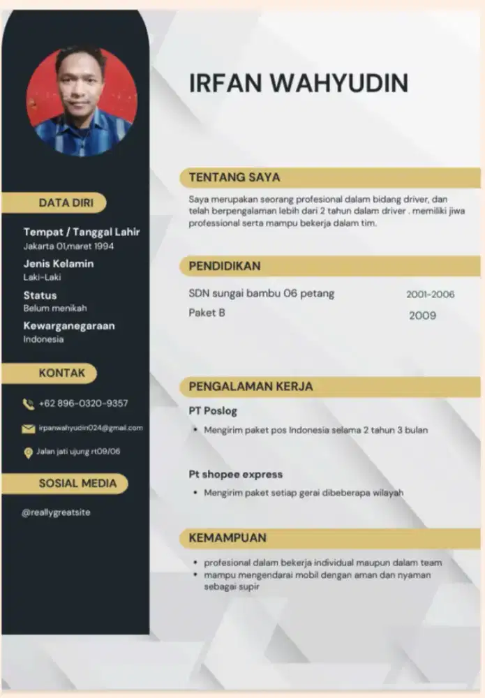 Driver kantor/Driver logistick/driver pribadi