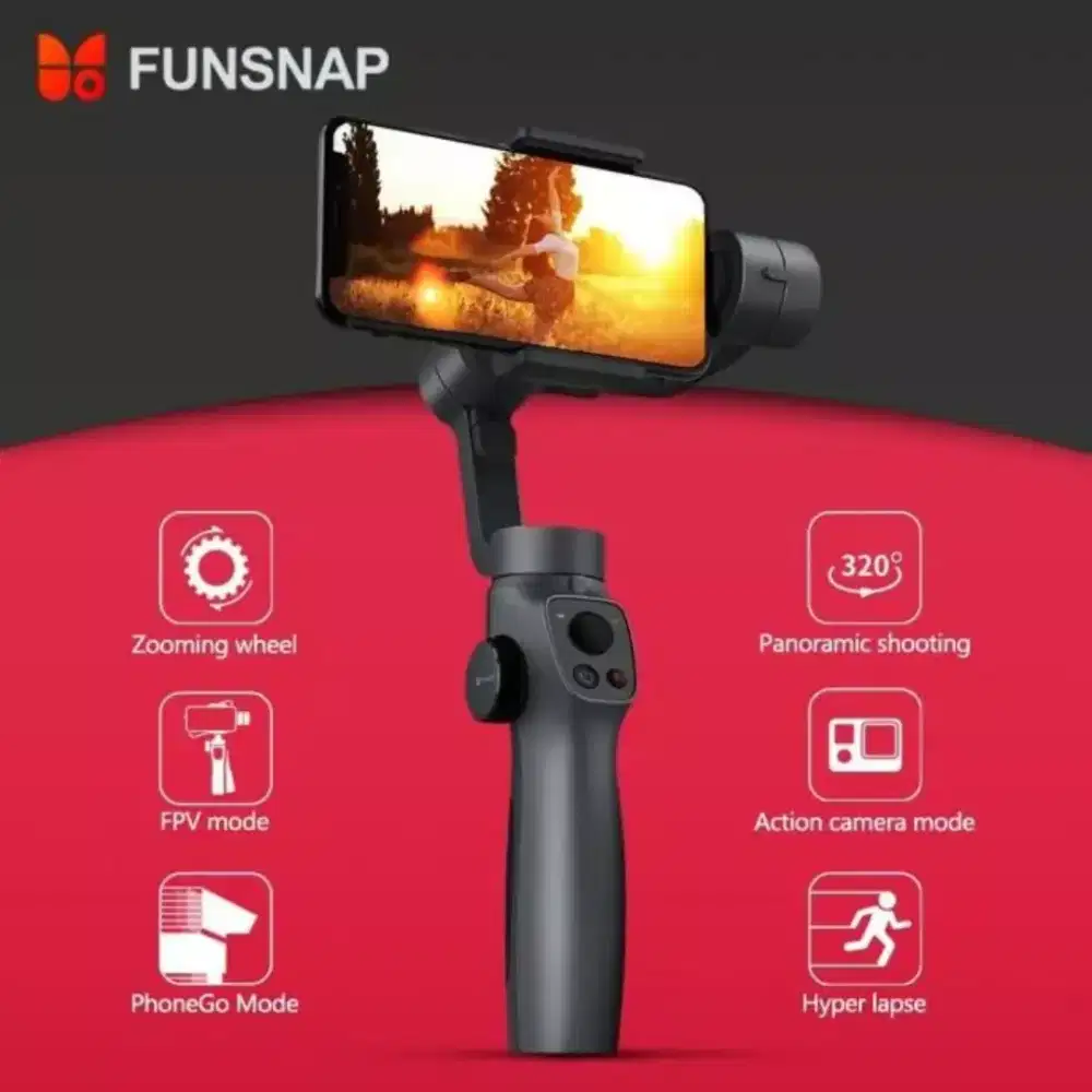 Gimbal 3 Axis FUNSNAP Capture 2 (Like New), Dapat Bonus